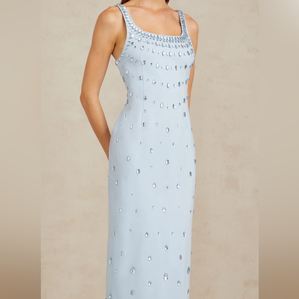 Embellished Light Blue Maxi Dress